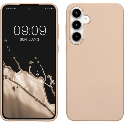 Afbeelding van kwmobile telefoonhoesje compatibel met Samsung Galaxy A35 hoesje Zachte case voor smartphone Back cover in metallic goud