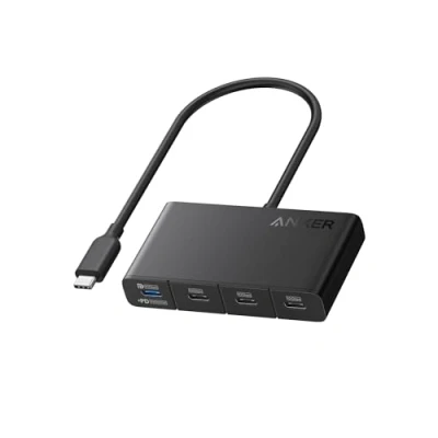 Afbeelding van Anker USB C Hub, snelle 10 Gbps 3.2 Display naar 4 poorts hub met 100W Max PD IN voor MacBook Pro, iPad, iPhone 15, Surface Dell en meer