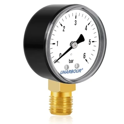 Afbeelding van UHARBOUR manometer water 0 6 bar, 1/4 inch, manometer, perslucht onderhouder, BSP messing aansluiting