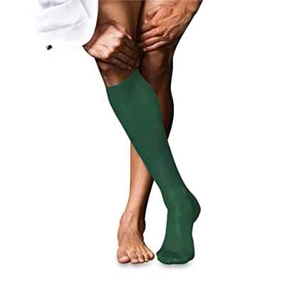 Afbeelding van FALKE Heren Kniekousen No. 9 M KH Katoen Lang eenkleurig 1 Paar, Groen (Hunter Green 7441), 45 46