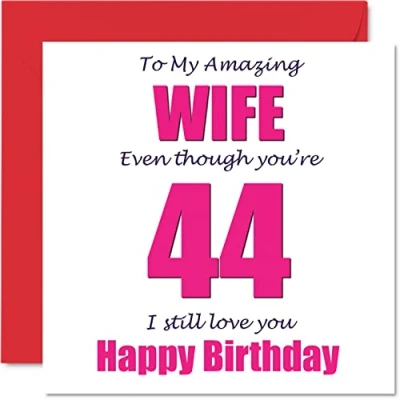Afbeelding van Grappige 44e Verjaardagskaarten voor Vrouw 44 I Still Love You Gelukkige Verjaardagskaart van Echtgenoot Partner, Vierenveertig Banter Cadeaus, 145mm x Grap Humor Wenskaarten