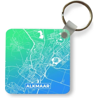 Afbeelding van Sleutelhanger Uitdeelcadeautjes Stadskaart Alkmaar Nederland Blauw Plastic