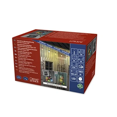 Afbeelding van Lichtsnoer 5 meter Konstsmide (5 LEDs, IP44, Batterijen, Timer, Gekleurd)
