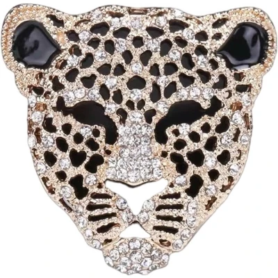 Afbeelding van Broche Panter Hoofd ( Goudkleurig )Strass 4.9 x 4.7 cm