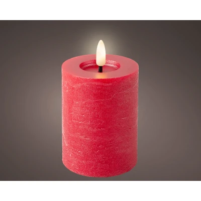 Afbeelding van Kaars LED Lumineo Rood Ø 7 x 11,2 cm Rustiek (AAA)