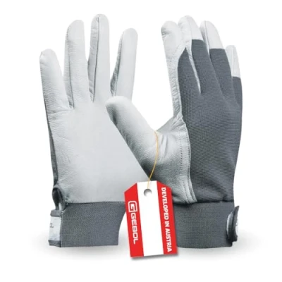 Afbeelding van Gebol Uni Fit Comfort Werkhandschoenen van leer met klittenbandsluiting Voor heren Universele lederen handschoenen Maat XL (maat 10) Wit 1 paar