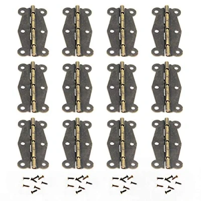 Afbeelding van JINXM 12 stuks retro vlinderscharnieren messing vlinder mini scharnieren zuigerscharnieren met reserveschroeven voor houten doos sieraden box kast DIY accessoires