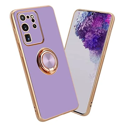 Afbeelding van Cadorabo Hoesje geschikt voor Samsung Galaxy S20 ULTRA in Glossy Licht Paars Goud Beschermhoes Camerabescherming
