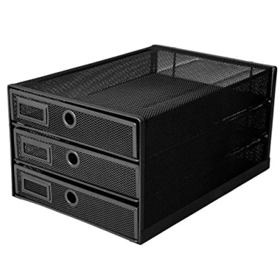 Afbeelding van Exerz Papiersorteerder 3 lade Gaas A4 / bureau Multifunctionele organizer meerlagige brievenbak voor documenten, tijdschriften, schriften en brief (Zwart)