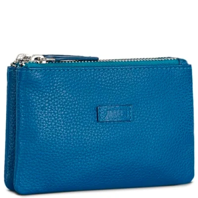 Afbeelding van JASLEN Portemonnee en Coin Purse: Stijlvolle Mini Met Rits Wallet. RFID bescherming, Blauw