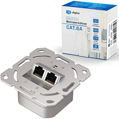 Afbeelding van HB DIGITAL CAT6a netwerk contactdoos met 2X RJ45 poort inbouw ZONDER BEHUIZING datatransmissie Universele voor CAT.5 CAT.5e CAT.6 CAT.6a EIA/TIA 568A&amp;B 8P8C Gigabit Ethernet installatiekabels