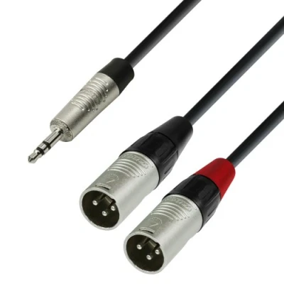 Afbeelding van Adam Hall 4 Star Series 1,8 m Rean 3,5 mm Jack Stereo naar 2x XLR mannelijke audiokabel
