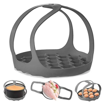 Afbeelding van ddLUCK 3Qt Snelkookpan Sling, Siliconen Bakvormen Sling voor Instant Pot, Multifunctioneel fornuis Anti verbranding Lifter Stoomboot Rack, BPA vrij Ei Rack (Grijs)