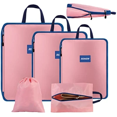 Afbeelding van Romon Organizer voor koffer, compressieset, 5 stuks, verpakkingskubussen, compressie organizer, ruimtebesparend kleding, schoenen, ondergoed