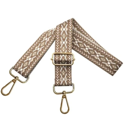 Afbeelding van Verstelbare schouderriem voor dames, draagriem, tassenriem om te wisselen, tasriem breed 3,8 cm, met gouden karabijnhaak, schoudertas, handtassen, lichtbruin, N27