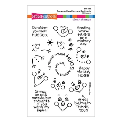 Afbeelding van Stampendous Snowman Hugs Faces &amp; Sentiments Clear Stamps (STP 206) (DISCONTINUED)