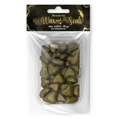 Afbeelding van Stamperia Heart Shape Old Gold Wax And Seals (Wax Refill 20gr) (WAXC18)