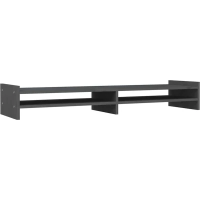 Afbeelding van vidaXL Monitorstandaard 100x27x15 cm massief grenenhout grijs