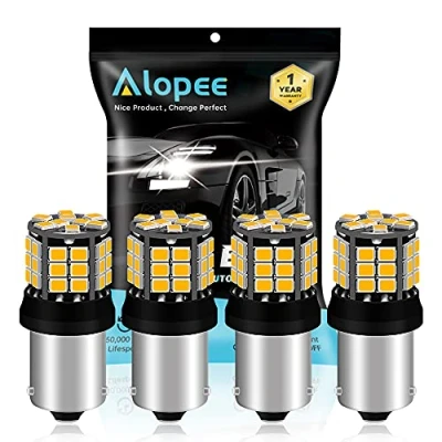 Afbeelding van Alopee 4 pack 1056 BAU15S 7507 12496 1156PY PY21W RY10W Extreem heldere amber/geel niet polariteit 2835 39 SMD 9 30V LED autovervangingsverlichting voor knipperlichtlamp