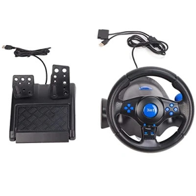 Afbeelding van Gaming stuur met Pedaal, 180 Graden Rotatie Game racestuur Multifunctioneel 3 in 1 Driving Force Compatibel PS2, PS3, PC