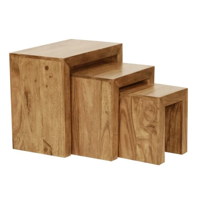 Afbeelding van Sky Style Akazie Bijzettafel Set Bruin