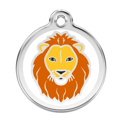 Afbeelding van Lion White roestvrijstalen hondenpenning large/groot dia. 3,8 cm RedDingo