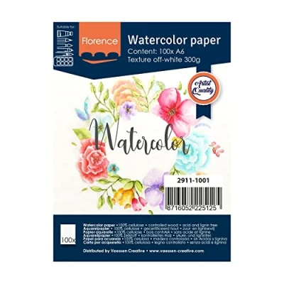 Afbeelding van Aquarelpapier Off White A6 300 grams Lichte Structuur Texture Florence 100 vellen