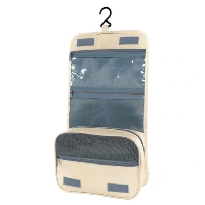 Afbeelding van AiQInu Toilettas om op te hangen, uniseks, opvouwbare toilettas, cosmeticatas, reisaccessoires met haak, voor dames en heren, geel, mode