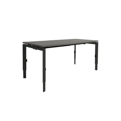 Afbeelding van Linesto N4 bureau, hoogte instelbaar (65 85cm) met 140x80cm logan eiken zwevend 25mm blad en zwart (RAL9005) vierpoot N frame (poot rechthoekig 66 x