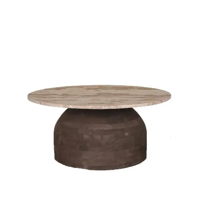 Afbeelding van PTMD Salontafel Liora 90x90x40 cm Hout Bruin
