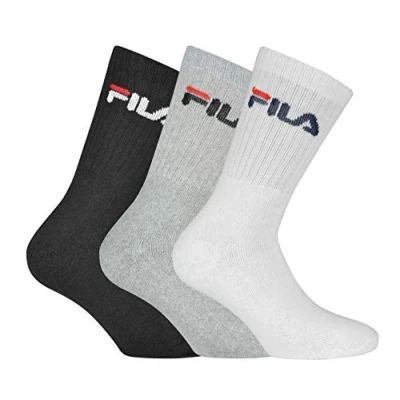 Afbeelding van FILA 6 paar sokken, badstof tennissokken met logo band, uniseks, verpakking van 2 x 3 stuks, Classic Mix (zwart, wit, grijs), 39 42 EU