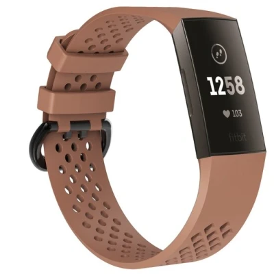 Afbeelding van Fitbit Charge 3 &amp; 4 sport bandje Maat: Large Lichtbruin
