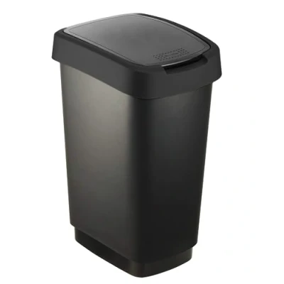 Afbeelding van Rotho Salsa Afvalbak 50l met deksel, Kunststof (PP) BPA vrij, zwart, (40.1 x 29.8 60.2 cm)