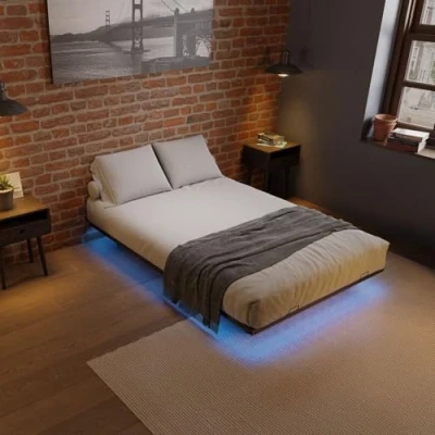 Afbeelding van Metalen Bed Palamos 140 x 200 cm Incl. LED Zwart