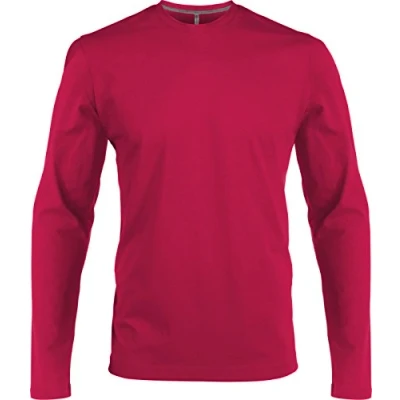 Afbeelding van Heren T shirt met lange mouwen en ronde hals, licht nauwsluitend, in 20 kleuren de maten S, M, L, XL, 2XL, 3XL 4XL, fuchsia, S