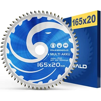 Afbeelding van FALKENWALD® Zaagblad van 165 x 20 mm voor Makita invalzaag (multi materiaal en accu), hoogwaardig cirkelzaagblad hardmetaal, compatibel met Dewalt, Bosch, SP6000