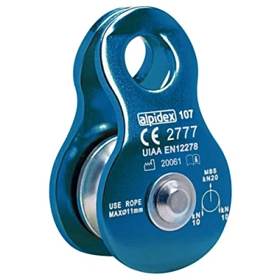 Afbeelding van ALPIDEX Katrol Spanrol 20 kN Mobile Pulley Katrolblok Voor Touwen Tot 11 mm Diameter EN12278, Kleur: Blue