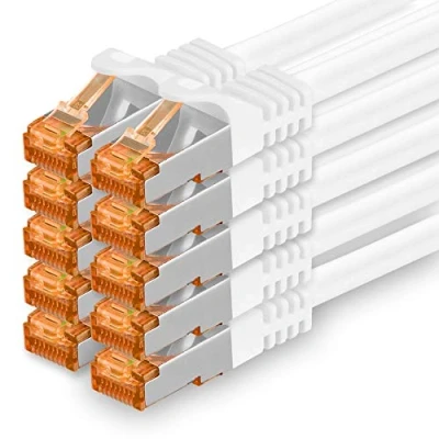 Afbeelding van 1aTTack Cat 7 Ethernet Cable Kabel Netwerkkabel RJ45 10Gbps 600MHz 10 stuks wit 1m