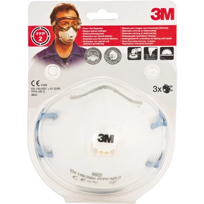 Afbeelding van 3m Fijnstofmasker Met Uitademventiel, Beschermingsgraad Ffp2, Blister Van 3 Stuks Stofmasker