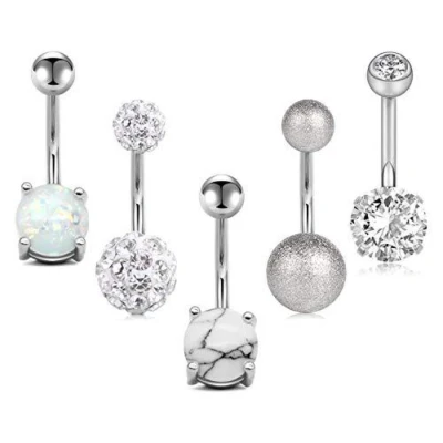 Afbeelding van Plux Fashion piercing 5 pack Zilver 2,5cm Sieraden Zilveren piercings Stainless Steel HipHop Cadeau fancy Luxe Style Duurzame Kwaliteit Moederdag Vaderdag