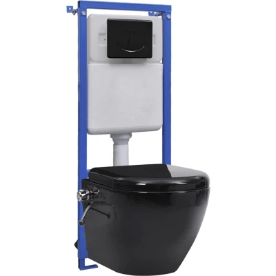 Afbeelding van Hangend toilet randloos met verborgen stortbak keramiek wit