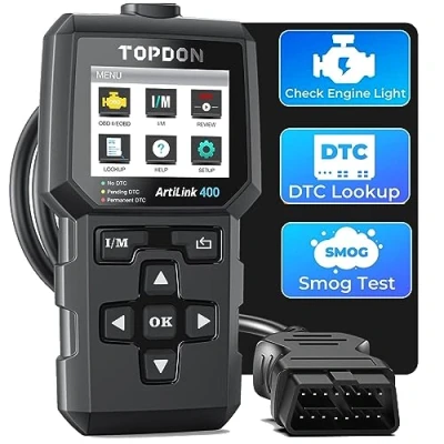 Afbeelding van TT TOPDON AL400 OBD2 diagnoseapparaat, autoleesapparaat, OBD II diagnosegereedschap met 10 functies voor alle voertuigen, compatibel OBDII EOBD CAN protocol, pc update,zwart