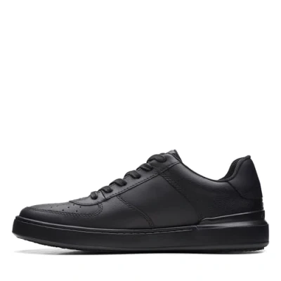 Afbeelding van Clarks CourtLite Tie Sneakers voor heren, zwart leer, 40 EU, leder, EU