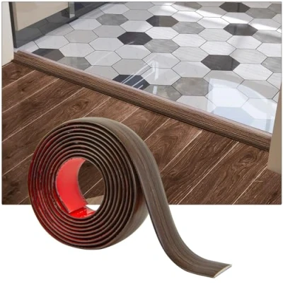 Afbeelding van Art3d Zelfklevende vinylvloerovergangstroken laminaatvloerstrips platte vloerscheidingsstrips voor het verbinden van vloergaten tapijtdrempelovergang tegelvloer 122x4x0,3cm Bruin