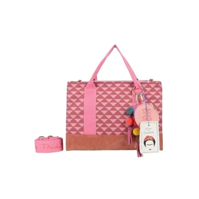 Afbeelding van Fritzi aus Preußen schoudertas utensil zak Canvas x Frida Kahlo Tote Bag Limited Geo roze