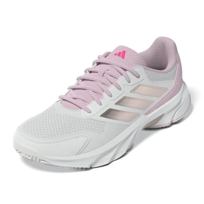 Afbeelding van adidas Courtjam Control 3 tennisschoenen voor dames, Ftwr wit/zilver met./Lucid Pink, 3.5 UK, Wit Zilver Met Lucid Roze, 36 EU