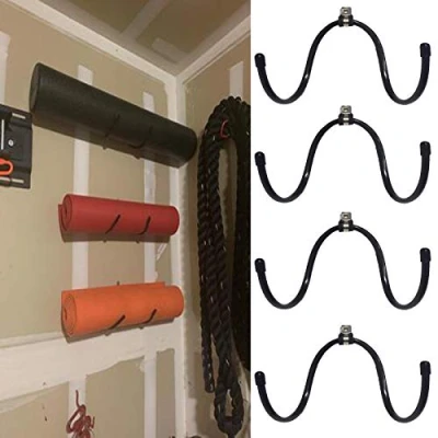 Afbeelding van AUXPhome Verstelbare wandgemonteerde yogamat schuimroller en handdoekenrek houder 4 stuks