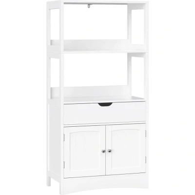 Afbeelding van Parya Home Badkamermeubel Badkamerkast 2 Planken 1 Lade Deuren Hout Wit