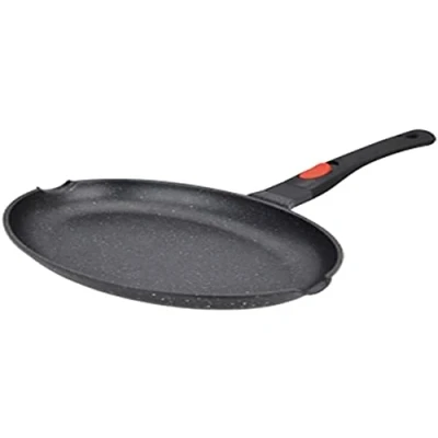 Afbeelding van Kamberg Vispan 35 Cm, Afneembare Handgreep, Gegoten Aluminium, Coating In Steen Look, Voor Alle Warmtebronnen, Ook Inductie, Pfoa Vrij, Grijs