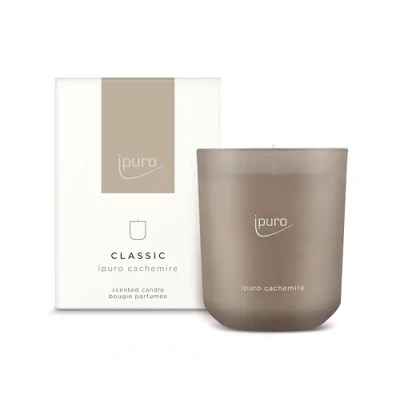 Afbeelding van ipuro CACHEMIRE Classic Decoratieve geurkaars, geurkaars in glas met delicate roos en kruidige bessen over cederhout amber, kaarsen langdurige geur, kamergeurkaars beige, 270 g